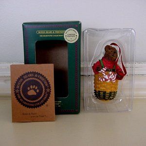 Longaberger BOYDS Bear 2003 PEPPERMINT ELF JOY Letter Ornament Limited Edition